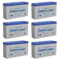 Power Sonic PS-6100 6V 12AH SLA Lithonia ELR4 Emergency Light Battery - 6 Pack