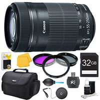 Canon EF-S 55-250 f/4-5.6 IS STM (8546B002) Pro Lens Kit Bundle. Bundle Includes: 32GB Memory Card, 58mm UV, Polarizer & FLD Deluxe Filter Kit, Card Reader, Professional Blower, Memory Card Wallet, Lens Cleaning Kit, Lens Cap Keeper, Deluxe Gadget Bag, an