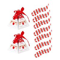 BESPORTBLE 50Pack Christmas Candy Boxes Gift Chocolate Packaging Case Xmas Treat Boxes for New Year Party Favors with Ribbons and Tags,Red+White