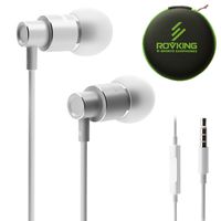 ROVKING Wired Earbuds with Microphone and Case, Stereo Noise Isolating in Ear Headphones with Deep Bass, Metal Ear Buds Earphones for iPhone, iPad, iPod, Samsung Cell Phones, MP3, Laptop, Silver