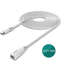 TUSITA Micro USB Power Extension Cable (20ft 6M) - Male to Female Extender Cord for Blink XT2 Outdoor Indoor Home,Ring Stick Up Solar Panel,Arlo Pro,Zmodo - Security Camera Accessories (White)