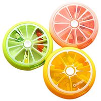 Portable Rotating Pill Box, Fruit Shaped Rotating Pill Organizer 7 Day Weekly Pill Medicine Tablet Holder Dispenser (3Pack)