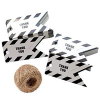 100Pcs Thank You Gift Tags with Twine - Black and White Paper Gift Tags - Swallowtail Party Favor Tags for Wedding, Business, Birthday, Shower (Stripes)