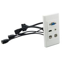 YinXiong Single Gong VGA HDMI 3.5mm Stereo Audio Dual USB Wall Plate With 20 CM Female To Female Short Cables