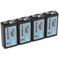 ANSMANN 9V Rechargeable Batteries 300mAh pre-Charged Low Self-Discharge (LSD) NiMH 9 Volt Battery 9V Battery (4-Pack)