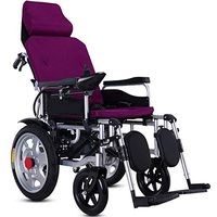 Electric Wheelchair, Lightweight Folding Electric Wheelchair with headrest, Electric or Manual Control, Adjustable backrest and Flat Lay, Ergonomic Electric Wheelchair (Color : Purple)