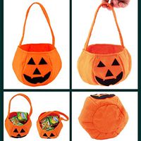 Benlet Cartoon Halloween Candy Bag Pumpkin Non-Woven Handbag Pouch Organizer Straws