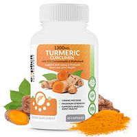 Natural Turmeric Curcumin (95%) 1300mg Supplement with BioPerine - Anti-Inflammatory and Antioxident - Pain Relief Support – 1 Month Supply