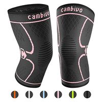 CAMBIVO 2 Pack Knee Brace, Knee Compression Sleeve Support for Men and Women, Running, Hiking, Arthritis, ACL, Meniscus Tear, Sports, Home Gym (Pink,Medium)