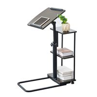 HomeSailing Adjustable Small Mobile Laptop Cart Table on Wheels Black Rolling Desk with Storage Tray Sofa Couch Side Table Overbed Table Medical Hospital Home Use for Corner Narrow