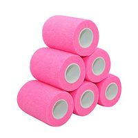 COMOmed Self Adherent Cohesive Bandage Latex FDA Approved 3"x5 Yards First Aid Bandages Stretch Sport Athletic Wrap Vet Tape for Wrist Ankle Sprain and Swelling,Hot Pink(6 Rolls)