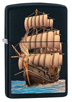 Zippo Lighter: Wooden Ship - Black Matte 79761