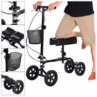 New Steerable Foldable Knee Walker Scooter Turning Brake Basket Drive Cart Black