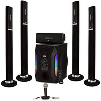 Acoustic Audio AAT1002 Bluetooth Tower 5.1 Speaker System with Mic and Powered Subwoofer