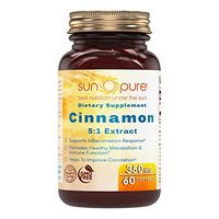 Sun Pure Premium Quality Cinnamon 5:1 Extract 350 Mg, 60 Softgels (Glass Bottle) -Supports Inflammation Response -Promotes Healthy Metabolism & Immune Function -Helps to Improve Circulation