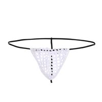 ANJUNIE Transparent Thong Underwear Low Rise See Through Mesh Thong Soft Brief G-String Underpant (1-White, L)