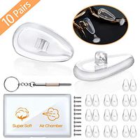 Eyeglass Nose Pads for Eyeglasses, Eyeglass Repair Kit with Screws Air Soft Glasses Accessories Silicone Nose Pad Replacement Anti Slip Nose Pieces Grips Guards for Sunglass Eye Glass - 10 Pairs