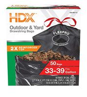 HDX FlexPro 33-39 Gal Black Drawstring Outdoor and Yard Trash Bags (50 Count)