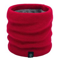Theoylos Women's Winter Double-Layer Soft Scarf Fleece Lined Thick Neck Scarf Ladies Knit Neck Warmer Circle Scarves Red