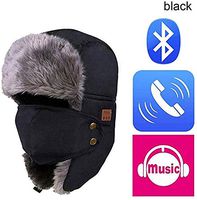 INSO 5.0 Bluetooth Warm Lei Feng Cap, Extra-Thick Soft Plush Outdoor Sports Bluetooth Music Speaker Hat with Windproof Mask, Built-in Mic (Black)