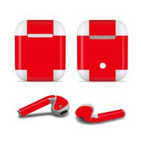 Masino Bluetooth Headset Protective Sticker Protector Decal Skin Cover for Apple AirPods 2 & 1 with Charging Case, NOT Compatible with AirPods 2 Wireless Charging Case (for Apple AirPods, Decal- Red)