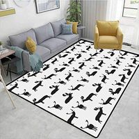 Deer geometric Area Rug Dorm, Fallow Deer Seating Standing Walking Poses Shadow Silhouette Pattern Hunting, Durable Carpet Area rug - Living Dinning Room Bedroom Rugs and Carpets(8'x 10')