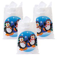 Fun Express - Plastic Penguin Bags (50pc) for Christmas - Party Supplies - Bags - Plastic Bags - Christmas - 50 Pieces