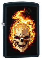Zippo Lighter: Skull on Fire - Black Matte 76989