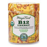 MegaFood, Certified Organic B12 Energy Ginger Gummies, Soft Chew Vitamin B12 Supplement for Cellular Energy Support, Gluten Free, Vegan, 90 Gummies (45 Servings)