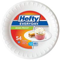 Hefty Everyday Soak Proof 7" Plates - 7" Diameter Plate - Foam Plate - Disposable - White Clear - 54 Piece(s) / Pack