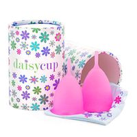 Menstrual Cups by DaisyCup - Reusable Soft Menstral Cup Provides 12 Hour Leak Free Protection - Eco Friendly Alternative to Tampons & Pads - Combo Pack includes 2 Sizes for Normal to Heavy Period Flow