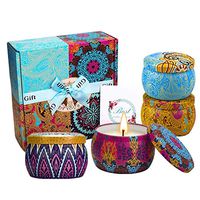 Gbateri Scented Candles Gift Set of 4, Natural Soy Wax Candles, Portable Travel Tin Aromatherapy Candles for Women Yoga Bath Honeymoon Birthday Christmas(Lavender, Lemon, Fig, Spring)
