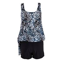 FengGa Women Beach Push-up with Boy Shorts Ladies Swimwear Two Piece Swimsuits Tankini Sets Vintage Bathing Suits Black