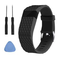 Gealpoor Compatible Replacement Bands for Fitbit Charge HR Waterproof Soft Silicone Replacement Adjustable Band Sports Strap Strap Women Men Large Small (S, Black)