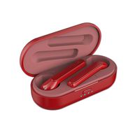 MIMEI True Wireless Earbuds 5.0 Bluetooth Headphones in-Ear Stereo Wireless Earphones with Microphone Binaural Calls, One-Step Pairing, Total 21 Hours, True Free Plus (15.5 X 10.2 X 3 cm, Red)