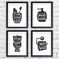 Funny Bathroom Signs (Set of 4) - Unframed - 8x10s | Bathroom Decor Wall Art