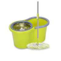 XSJJ Spin Mop Spin Mop, Spin Mop and Bucket Hand Free Wringing Floor Cleaning Mop with 2 Washable Reusable Microfiber Mop Heads Wet Or Dry Usage 360° Spin floor Mop & Bucket Set