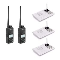 2 Way Radios, 20 Channel GMRS Walkie Talkie 2 Watt with Group Function (2 Packs) + 20 Channel Digital FM Wireless Intercom System, White(3 Packs)