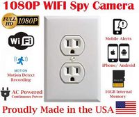 SecureGuard Elite 1080P HD WiFi Wireless IP AC Power Receptacle Outlet Hidden Security Nanny Cam Spy Camera with 16GB Memory (White)