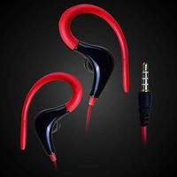 856store Waterproof Sport Running Jogging Earphone Earhook Stereo Headphone with Mic for Cell Phone - Red for iPhone, iPad, iPod, Mp3 Players, Samsung Etc