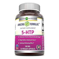Amazing Formulas 5 HTP Hydroxytryptophan 100mg Capsules - Made from Griffonia Simplicifolia Seed Extract - Natural Sleep Support - 120 Vegetarian Capsules (Non-GMO,Gluten Free)