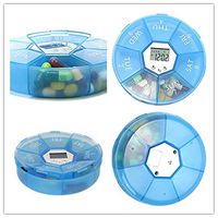 2PCS 7 Days Digital Pill Organizer with Alarm Reminder Weekly Pill Box Medicine Storage Box (Blue)