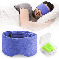 Handmade Cotton Sleep Mask - Nose Wing Design Sleeping Eye Mask Comfortable and Adjustable Blinder Blindfold Airplane with Travel Pouch - Night Companion Eyeshade for Men Women Kid (Blue)
