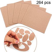 Chuangdi 264 Pieces Moleskin Tape Flannel Adhesive Pads Moleskin for Feet Fabric Padding Variety 24 Sheets, 11 Pieces Various Shapes Each Sheet