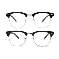 Unisex Blue Light Blocking Glasses Square/Half Frame Eyeglasses Frame Anti Blue Ray for Computer Game Eyewear (214316brightblacksilver-brightblackgold)