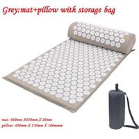 Massager Cushion Massage Yoga Mat Acupressure Relieve Stress Back Body Pain Spike Mat Acupuncture Massage Yoga Mat with Pillow,Gray