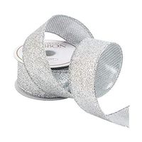 Caspari 1.5 Inch Wide Silver Glitter Wired Ribbon - Two 27 Ft. Spools