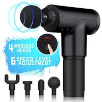 Massage Gun Deep Tissue Percussion Electric Muscle Massager, Portable Handheld Ultra-Quiet Brushless Motor, Relieves Muscle Tension, Including 4 Massage Heads (Black)