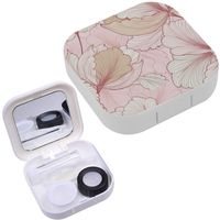 Portable Contact Lens Case Box Travel Kit Mirror + Bottle + Tweezers Container Holder [ Floral Flower ]