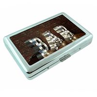 Vintage Bar Signs Cocktails S9 Silver Cigarette Case Metal Wallet Id Holder 4" X 2.75" RFID Protection